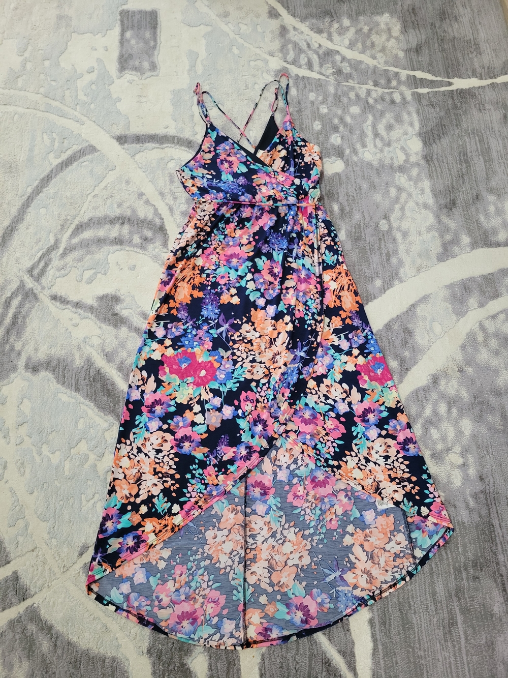 143 Story by Line Up High-Low Navy Floral Maxi Dress Size M